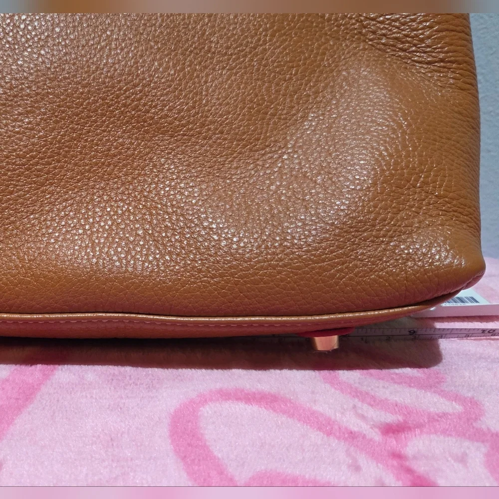 J. McLaughlin Folly Leather Handbag With Bamboo Handle - Picture 3 of 10